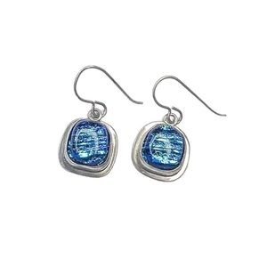 925 Sterling Silver blue stone drop earrings